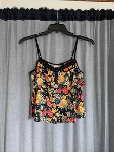 Top Boho Fairy Grunge Banda de Gitanos Talla XS Correa de Espagueti Tanque Volantes Floral - Imagen 1 de 5