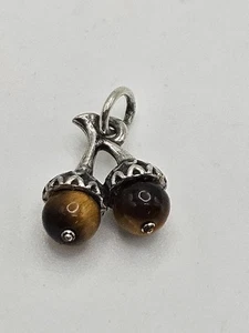 Sterling Silver Tiger's Eye Acorn Tiny Charm - Picture 1 of 9