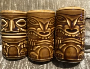 3 Three VINTAGE Double Face Hawaii Tiki Salt and Pepper Shakers 3" - Picture 1 of 6