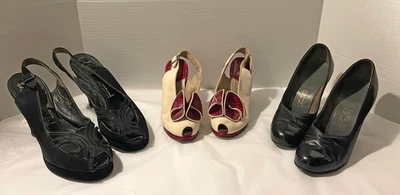 3 PAIRS VINTAGE SHOES 1930'S / 1940'S PLATFORM - Image 1 of 4