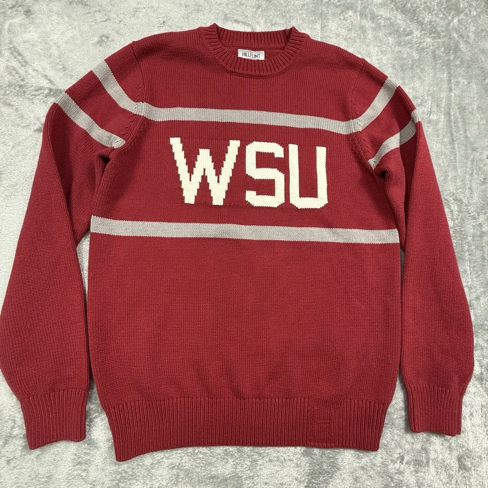 WSU Washington State University Red Mens Small Hillflint Varsity College Sweater - Image 1 of 4