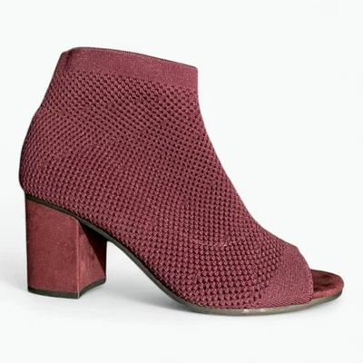 Botines BLANCO MT Peep Toe Elastizados Tejidos Tacón Bloque Ciruela Mujer Talla 8 Usados en Excelente Condición Foto 1 de 3