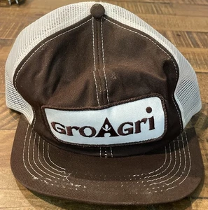 VTG Groagri Trucker Hat Cap Brown, White Mesh - Picture 1 of 6