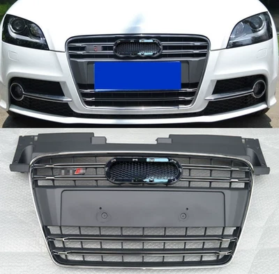For AUDI 2008-2014 TT 8J TTS Front Grille Honeycomb Bumper Grill Chrome - Image 1 of 4