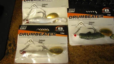 Bomber "drumbeater" Spinnerbait, 2 colores, 3 ct, 1/4 oz, nuevo en paquete, envío gratuito Foto 1 de 3