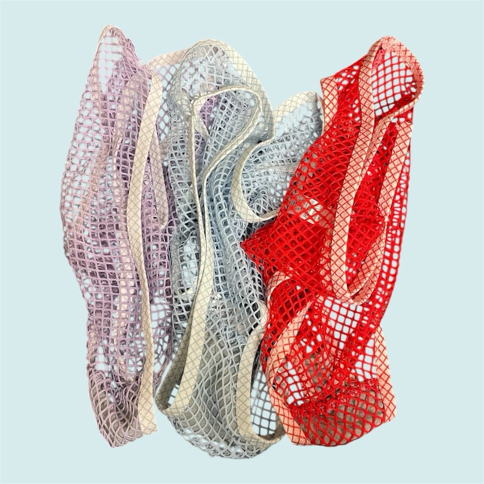 Lote de 3 Bragas de Rejilla Púrpura/Azul/Rojo Gótico Glam Lencería Para Mujer Grande Foto 1 de 1