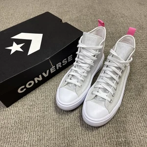 Zapatillas Converse Chuck Taylor All Star Move Hi blancas rosas con cordones para niños 7 nuevas - Imagen 1 de 13