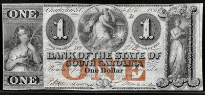 9/16/1861 Charleston SC South Carolina Obsolete Banknote RED ONE $1 Sheheen 539 - Image 1 of 2