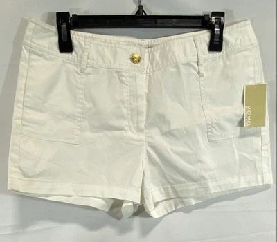 Shorts casuais femininos Michael Kors branco bolsos sólidos verão tamanho 8 - Imagem 1 de 4