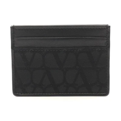 Tarjetero de cuero de lona Valentino para hombre negro talla única Foto 1 de 4