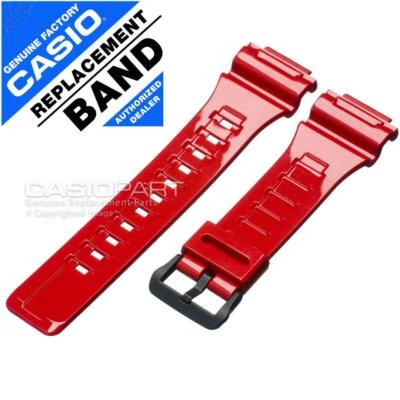 Genuine Casio Watch Band f/ Tough Solar AQS810WC-4AV AQ-S810WC Glossy Red Strap - Image 1 of 2