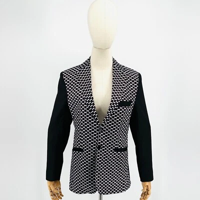 Chaqueta Blazer Hecha a Mano Algodón Negro Marrón Tribal Étnico Africano Estampado Geométrico Foto 1 de 4