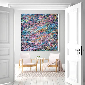 Venta Olas Oceánicas Abstractas 24"H X 18"W Lienzo Giclee Enmarcado Antes $395 Ahora $149 - Imagen 1 de 15