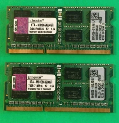 🔥KINGSTON 4GB (2X2GB) LAPTOP RAM MEMORY KTA-MB1066K2/4GR - Image 1 of 2
