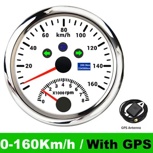 85mm GPS Speedometer 0-160km/h with Tacho Gauge White for Marine Boat Waterproof - Picture 1 of 16