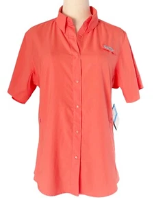 Womens NWT Columbia PFG Tamiami II Shirt Orange 2 Pockets Snap Closure Size M - Picture 1 of 12