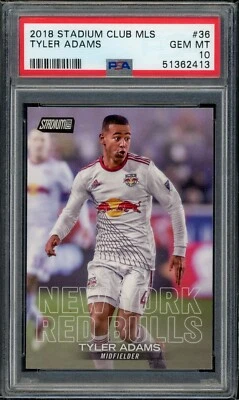 2018 Topps Stadium Club MLS Tyler Adams RC Rookie PSA 10 Red Bulls USMNT Leeds - Image 1 of 2