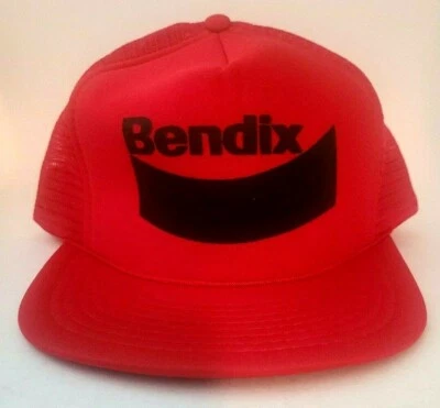 Vtg Bendix Brakes Trucker's Hat Cap Red Snapback Mesh  - Image 1 of 4