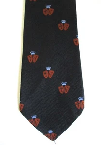 Vtg 60s Wembley Black Rust Shield Medieval Crest Blue Crown Jazz Tie 3" - Picture 1 of 5