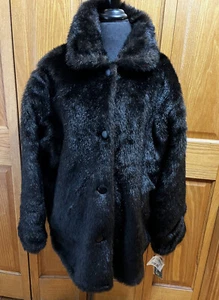 Haband Black Faux Fur Reversible Womens Jacket Size XX - Picture 1 of 16
