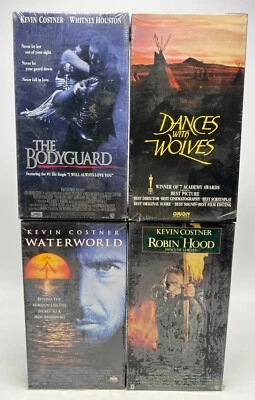 Kevin Costner VHS Movies: The Bodyguard-Dances with Wolves-Waterworld-Robin Hood - Image 1 of 4