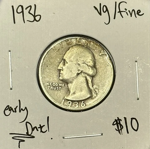 1936 P Washington Quarter VG/Fine Cover
