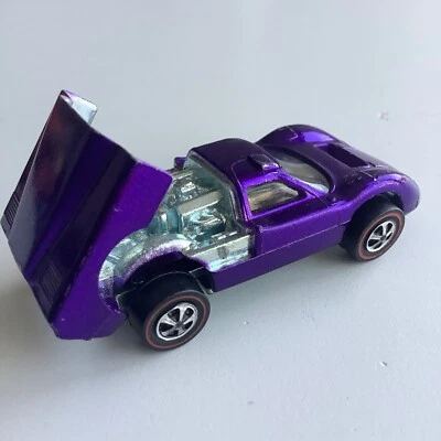 Hot Wheels Redline Ford J auto rara marrone interno primi blister viola US 1967 - Immagine 1 di 4
