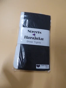 Streets Harajuku Sheer Tights, OS (90lbs-148lbs), 50D,  Dark Gray - Picture 1 of 3