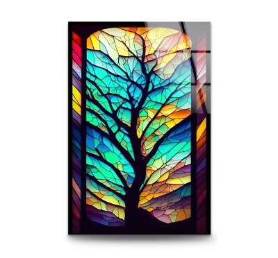 Stained Life Of Tree Tempered Glass Wall Art - Image 1 of 4