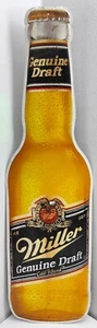 Vintage Miller Brewing Co Genuine Draft Bottle Sign Metal Tin Advertisement 30” - Picture 1 of 8