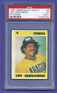 1987 Venezuelan League Stickerr LEO HERNANDEZ  # 6 HIGHEST GRADED CARD !