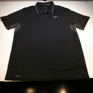 NIKE DRI FIT TIGER WOODS TW COLLECTION GOLF POLO SHIRT Mens XXL Black
