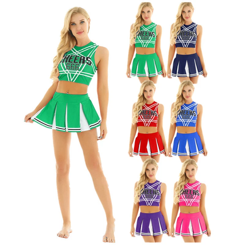 Conjunto de uniforme de animadora para mujeres colegialas vestido elegante disfraz de baile de carnaval Foto 1 de 1