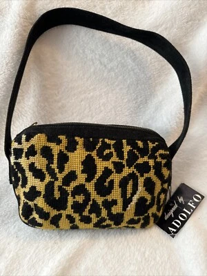 Bolso de Hombro Pequeño Adolfo For Tally-Ho De Colección Estampado de Leopardo Punta de Aguja con Etiqueta Foto 1 de 4