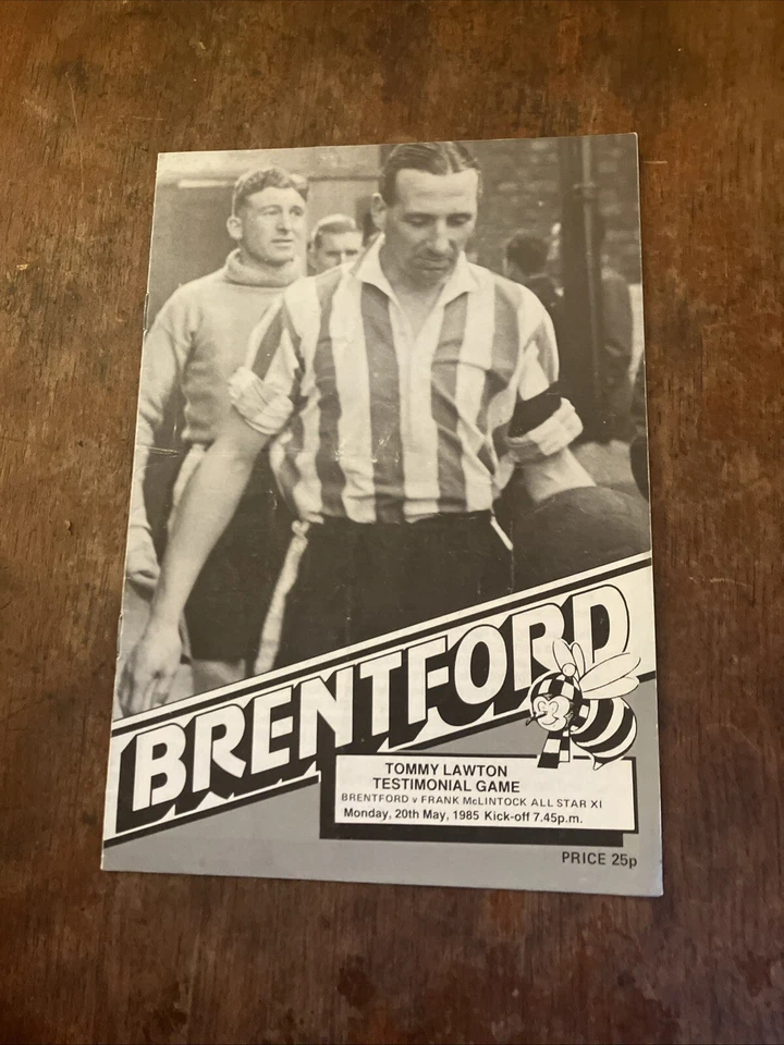 Tommy Lawton football programme Testimonial 20-5 -85 Brentford V McClintock X1 - Image 1 of 2