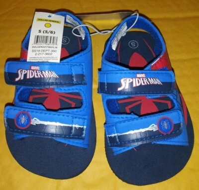 SANDALIAS SPIDERMAN PARA NIÑOS/NIÑOS PEQUEÑOS CON GANCHOS Y LAZOS TALLA 5/6 Foto 1 de 4