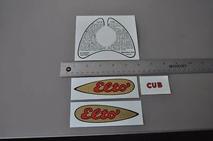antique Elto Cub WATER SLIDE decals  outboard boat motor (1939-1941) Fox Grips - Foto 1 di 1