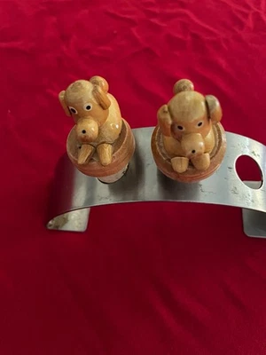 Adorable Juego de 2 Corchos de Madera para Animales Perros A Foto 1 de 3