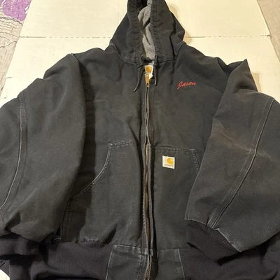 Carhartt Mens 3XL Black Insulated Work Blanket Lined Hooded Loose Fit Jacket. - Image 1 of 4