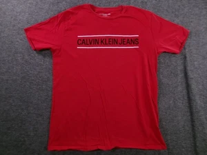 Calvin Klein Jeans Shirt Youth Large Red Crewneck Graphic Tee Casual Cotton Top - Picture 1 of 8