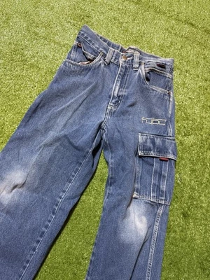 Pantalones holgados de mezclilla cargo vintage Y2K Fubu para niños jóvenes talla 10 Foto 1 de 4