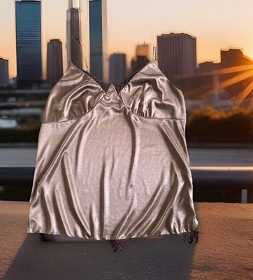 Xhilaration Cami Tank Chemise Size L Satin Lace Straps Cooling Fairycore - Image 1 of 4