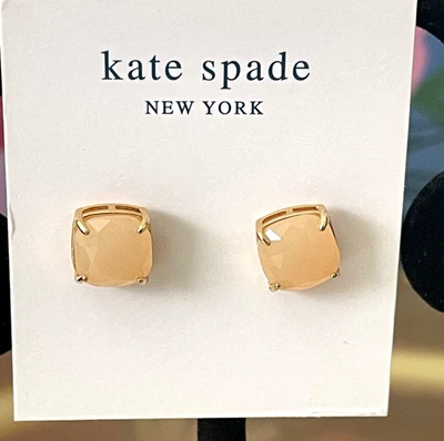 Kate Spade New York Gold Tone Light Pink Small Square Stud Earrings New + Bag - Image 1 of 4