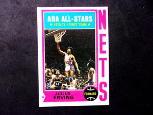 1974-75 TOPPS #200 JULIUS ERVING..1/8'' CREASE LEFT EDGE..76ERS..HALL OF FAMER - Picture 1 of 2