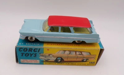 CORGI 445 PLYMOUTH SPORTS SUBURBAN STATION WAGON REPAINTED IN A REPRO BOX - Image 1 of 4