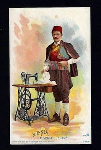 c1894 Victorian Trade Card, Singer Sewing Machine, Bosnia, Nations of the World - Picture 1 of 2