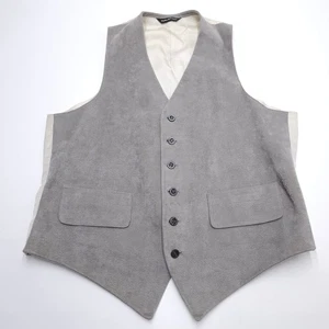 Vintage Halston Gray Faux Suede Vest See Measurements Mens Medium Distressed  - Picture 1 of 11