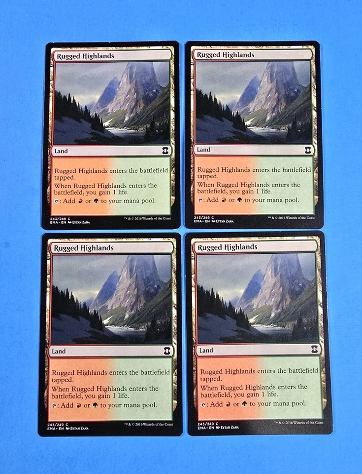 4x Rugged Highlands Eternal Masters 2016 Mtg Magic Card Dual Land Gate Mana 243 - Image 1 of 2