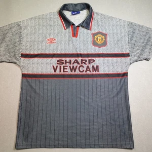 Manchester United Football Jersey Mens L grey Umbro 1995 96 Vintage away Soccer - Picture 1 of 16