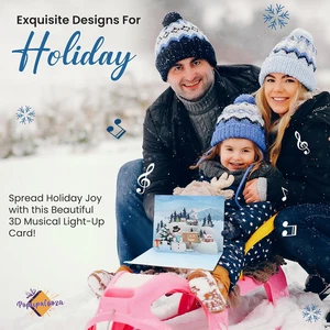 Tarjeta de felicitación 3D emergente de vacaciones de Navidad con música y luces, muñeco de nieve déjalo... - Imagen 1 de 6